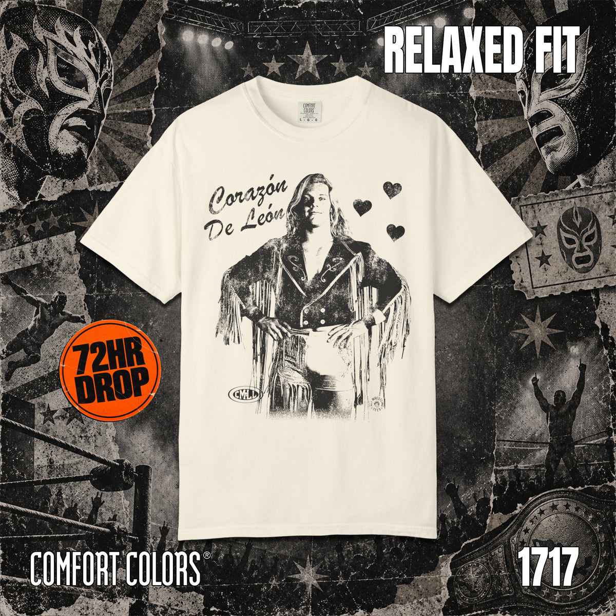 Lion Heart Black Ink COMFORT COLORS - FREE SHIPPING